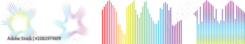 Konstfotografi Abstract Colorful City Skyline equalizer music Background with Dynamic Gradient