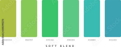 Foto Soft blend color palette, harmonious gradient, gentle green and blue tones, serene visual, calming design, artistic background
