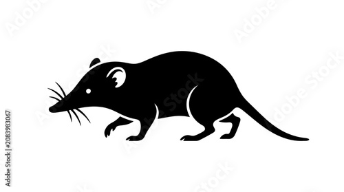 Black Silhouette of a Shrew or Small Rodent