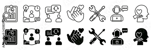 Photos Problem solving icon set vector illustration concept with icon of analysis, comp