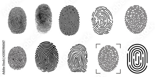 Obraz na plátne Biometric fingerprint scan vector icon set