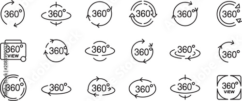 Fotografía Various rotation arrows indicating three hundred sixty degree views and directio
