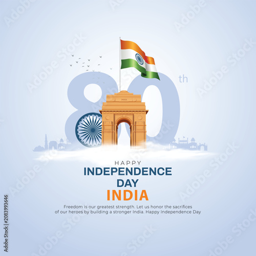 Foto happy independence day India 80th with Indian flag