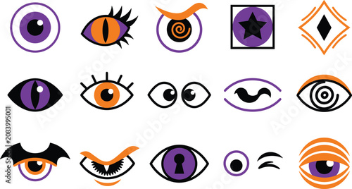 Konstfotografi Collection Of Stylized Cartoon Eyes With Diverse Shapes And Colors