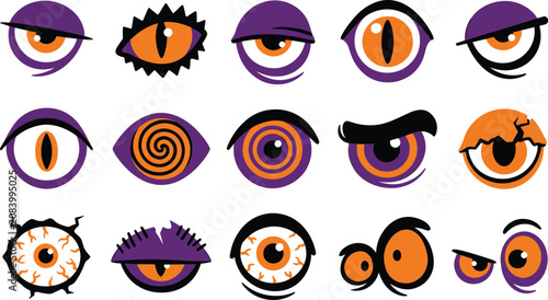 Canvastavla Collection Of Stylized Cartoon Eyes With Varied Designs Vector Illustration