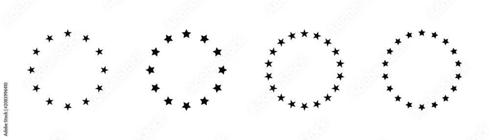 Fototapeta premium Stars in circle graphic design elements used as interactive buttons for bookmarking and achieving milestones. Minimalist Stars circle icon. Black star in a circular frame isolated on white background.