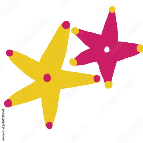 colorful starfish on a white background.
