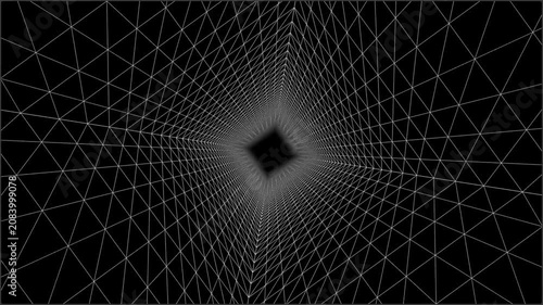 Seamlessly Looping 3d Wireframe Tunnel Abstract Background Motion Graphic