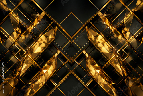 Dark Golden Crystal Geometry with Luxurious Symmetrical Pattern