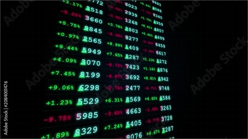 Digital Stock Market Board Animation Showing Fluctuating Stock Prices