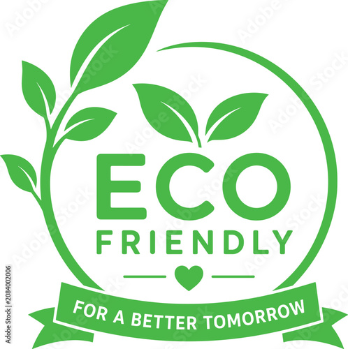 Eco friendly logo with green leaves and heart