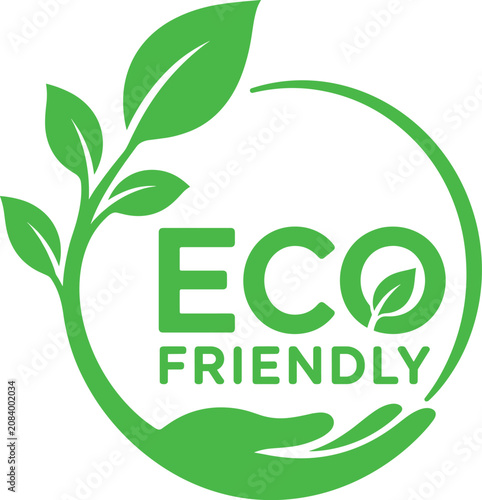 Eco friendly logo with green leaf and circle design