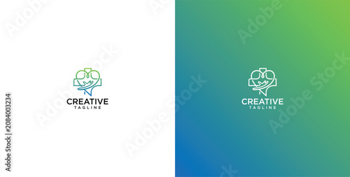 Fotografía Modern minimalist logo design featuring a brain and pencil illustration symbol f