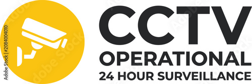 Cctv surveillance system operational sign with camera icon