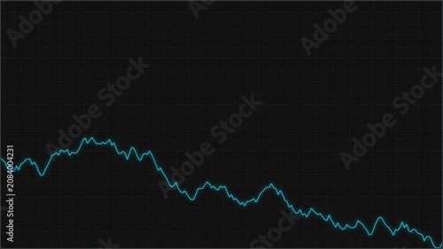 Dynamic Stock Market Graph Fluctuations Visualized with Neon Blue Line Chart