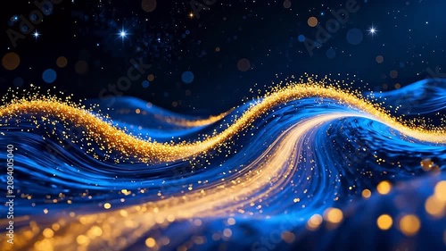Blue and gold wavy abstract design