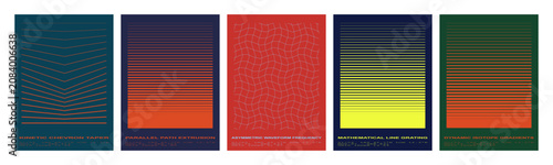 Cuadro en lienzo Set of five abstract geometric line art posters