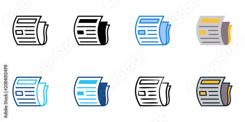 Tableau sur toile Newspaper icons set multiple style collection. Editable stroke