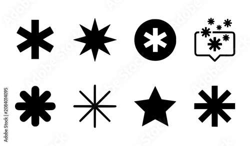 Принти на полотні Vibrant Asterisk Flat Icon Vector Set Modern Colorful Starburst and Required Fie