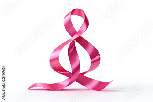 Pink Ribbon Symbol on White Background