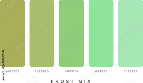 Fotografie Frost mix color palette vector set featuring a harmonious blend of cool green and yellow tones for creative designs