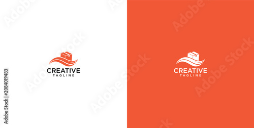 Konstfotografi Creative abstract wavy logo design with a stylized hat and flowing lines, symbol