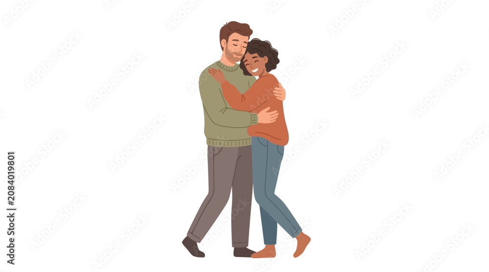 Fototapeta premium Man and woman dancing together slowly.