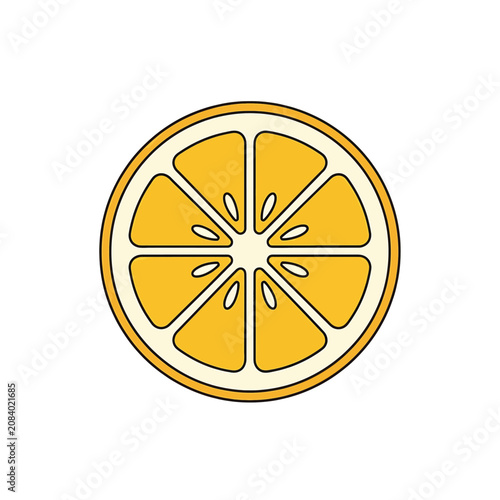 Yellow Lemon Slice Icon Graphic.