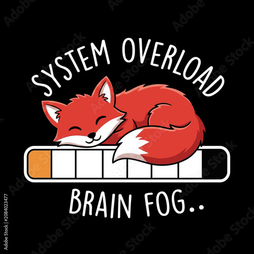 Sleepy Red Fox Cartoon Character.