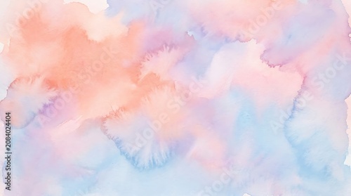 Abstract soft pastel watercolor texture with light pink and blue color splashes