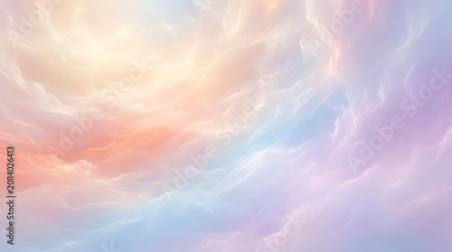 Soft pastel clouds in a dreamy sunset sky with orange and purple colors