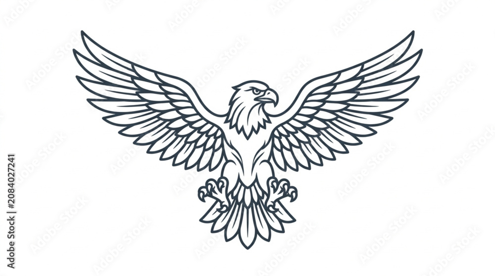 Fototapeta premium Eagle bird illustration with spread wings and talons.