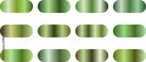 Metallic green gradient set for luxury design elements.