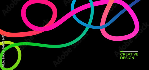 Abstract Black Friday Discount Background with Vibrant Squiggle Curves and Color Ribbons