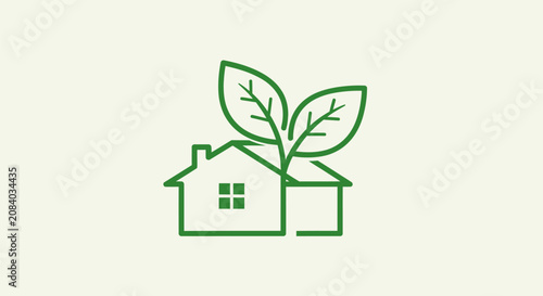Green house with leaves growing out of it in eco friendly environment
