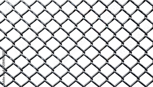 A close-up shot of a metallic chain-link fence against a black background.