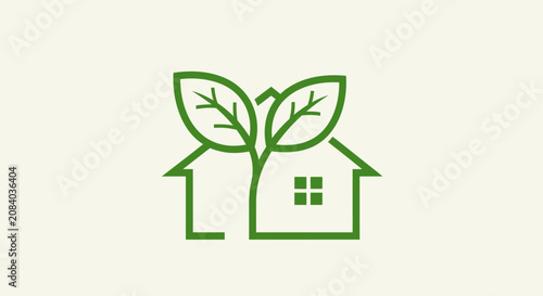 Green house with leaves growing out of it in a symbolic illustration