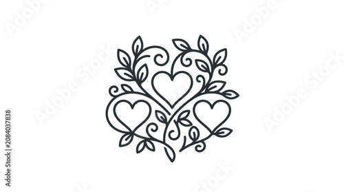 Foto Elegant Heart Flourish with Leaves and Vines.