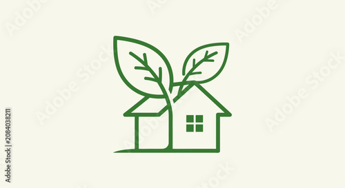Green house with leaves growing out of it in a peaceful environment