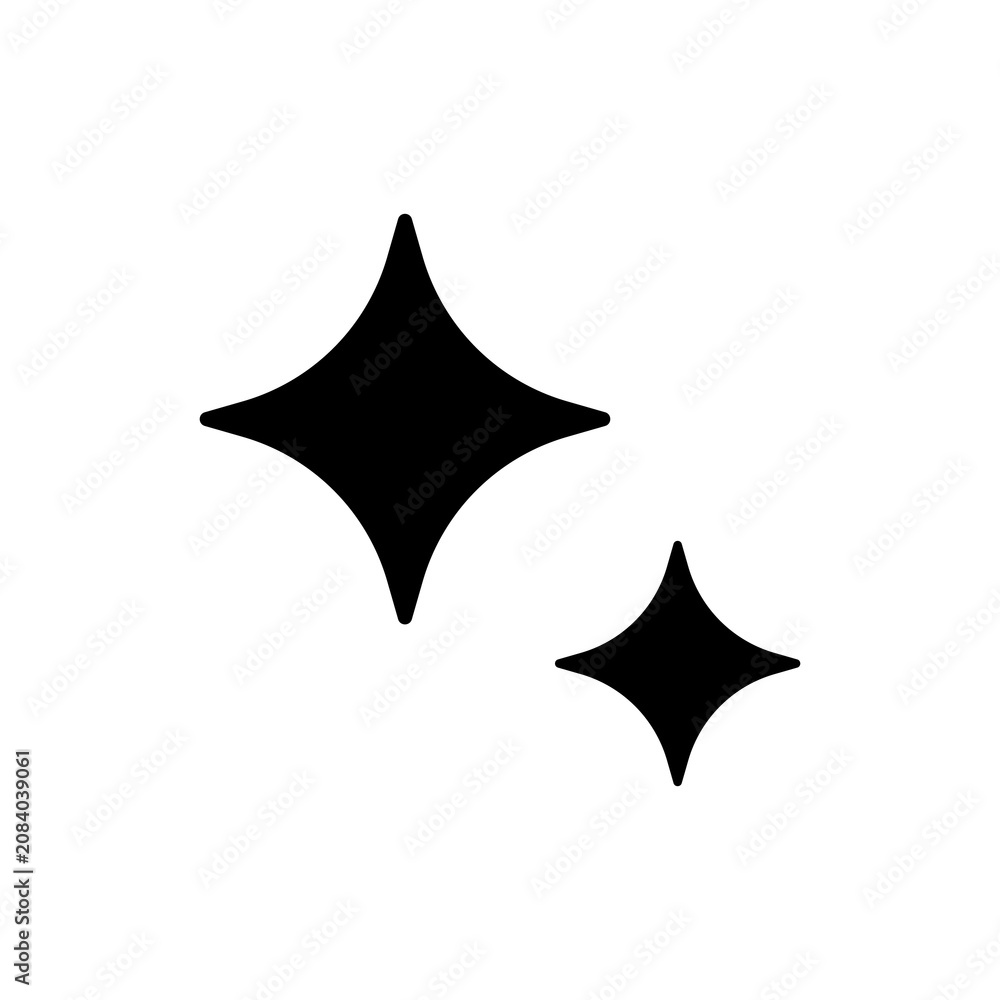 Fototapeta premium PNG Minimalist black sparkle icons on transparent background