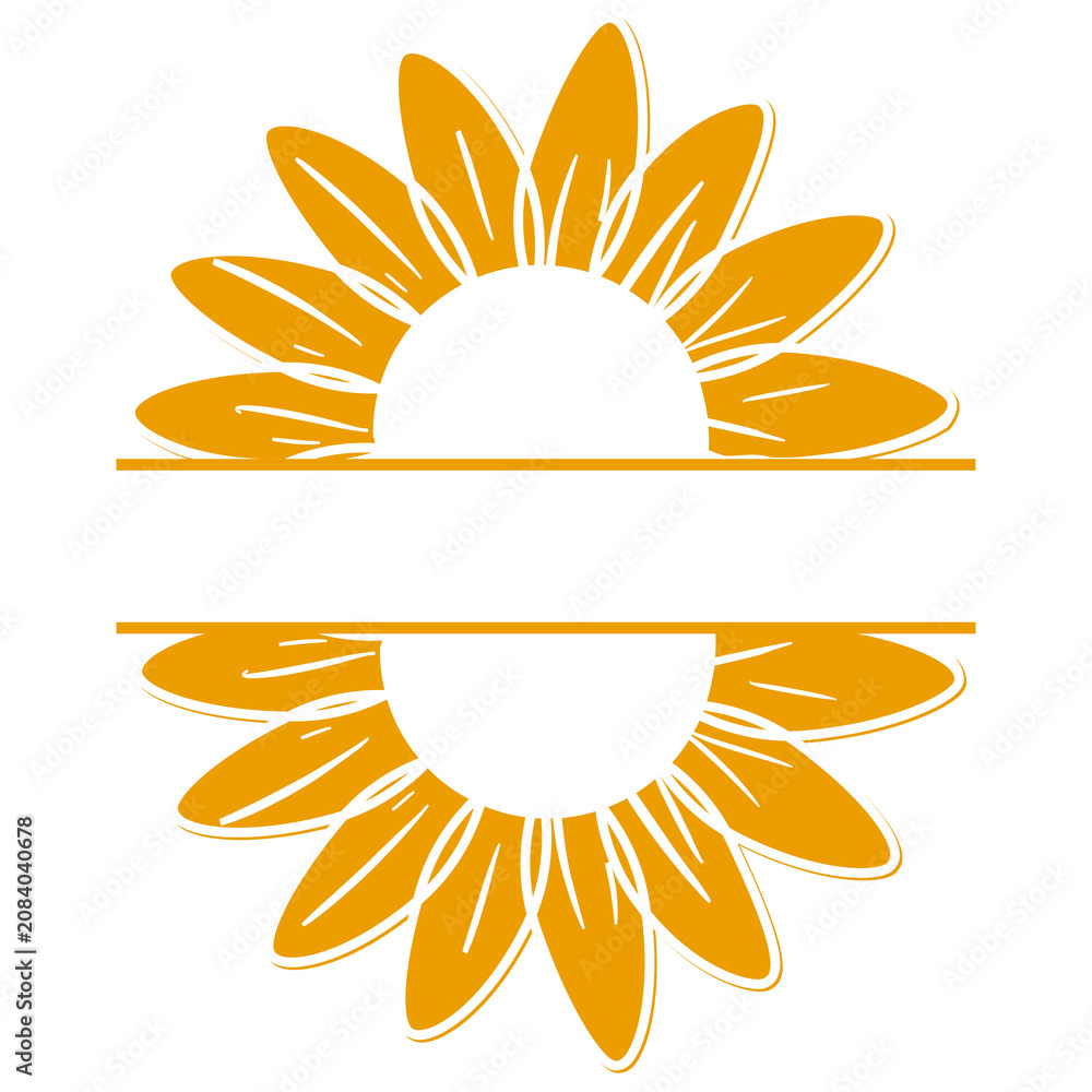 Fototapeta premium Split Sunflower Monogram SVG Frame