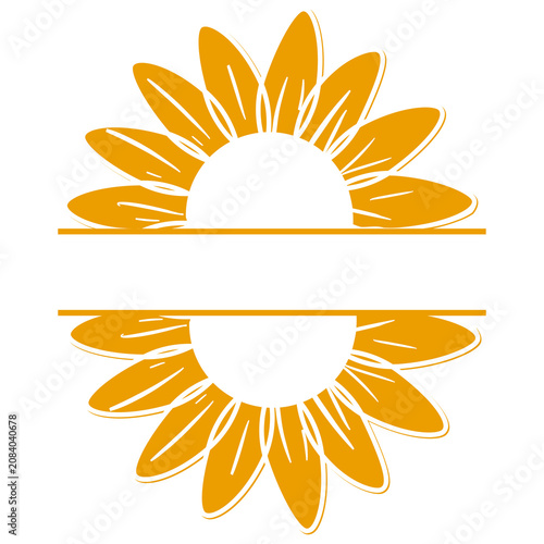 Split Sunflower Monogram SVG Frame