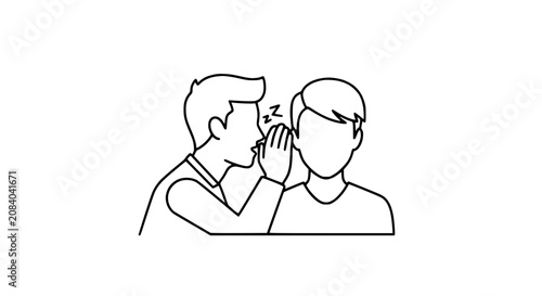 Man Whispering Secret to Another Man Silhouette Icon