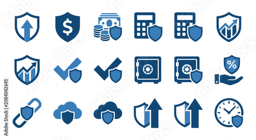 Financial security icons set.