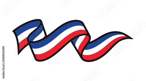 Red White and Blue Wavy Ribbon Graphic Decorative Element for Patriotic Celebrations and National Holiday Design