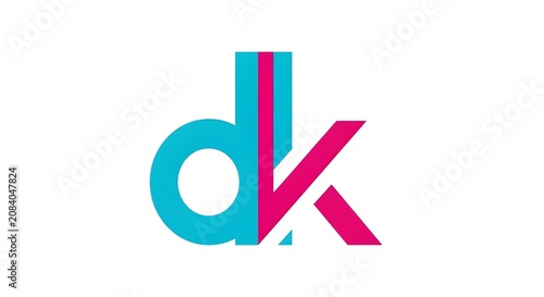 Modern minimalist logo design with blue and pink letters