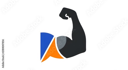 Abstract muscular arm logo with colorful geometric shapes