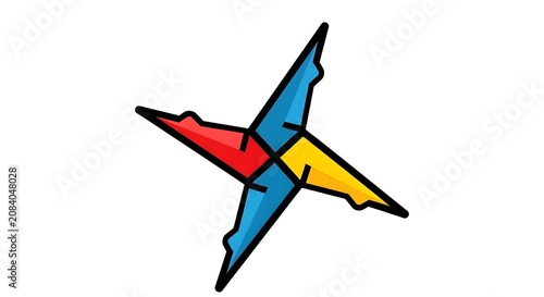 Colorful abstract geometric shape with sharp angles and vibrant colors
