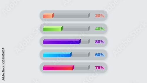 Animated Progress Bars Showing Data Growth and Development
