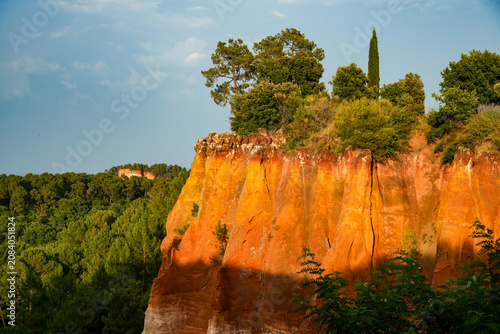 Le Sentier des Ocres. The ochre cliffs near the village of Roussillon in the heart of the Luberon National Park in Provence (France)